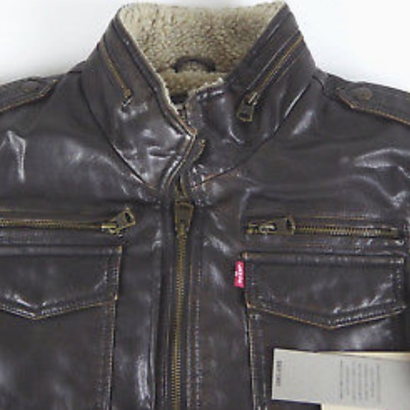 Levi’s Faux Leather Sherpa Lined Bomber Jacket NWT - Picture 8 of 8